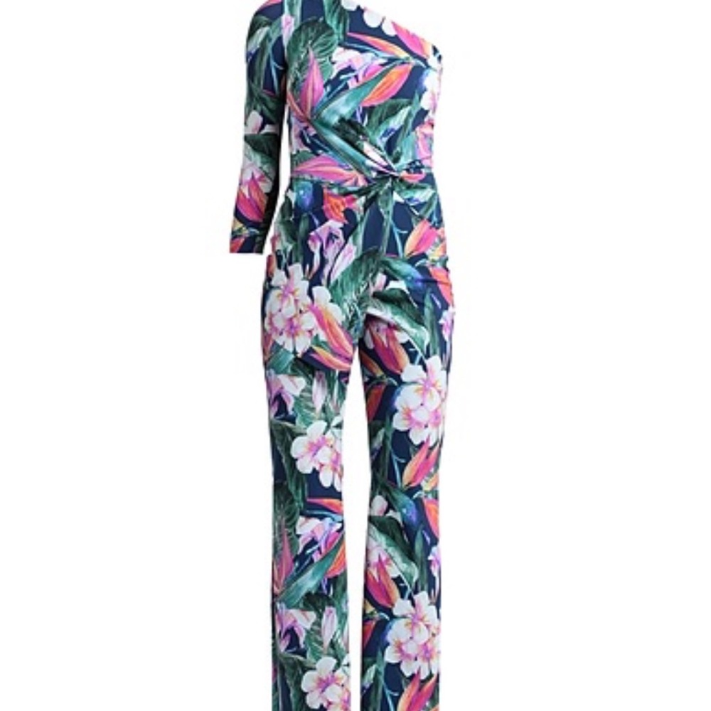 Chiara Boni La Petite Robe Tropical Floral One-Shoulder Jumpsuit worn once 38/2